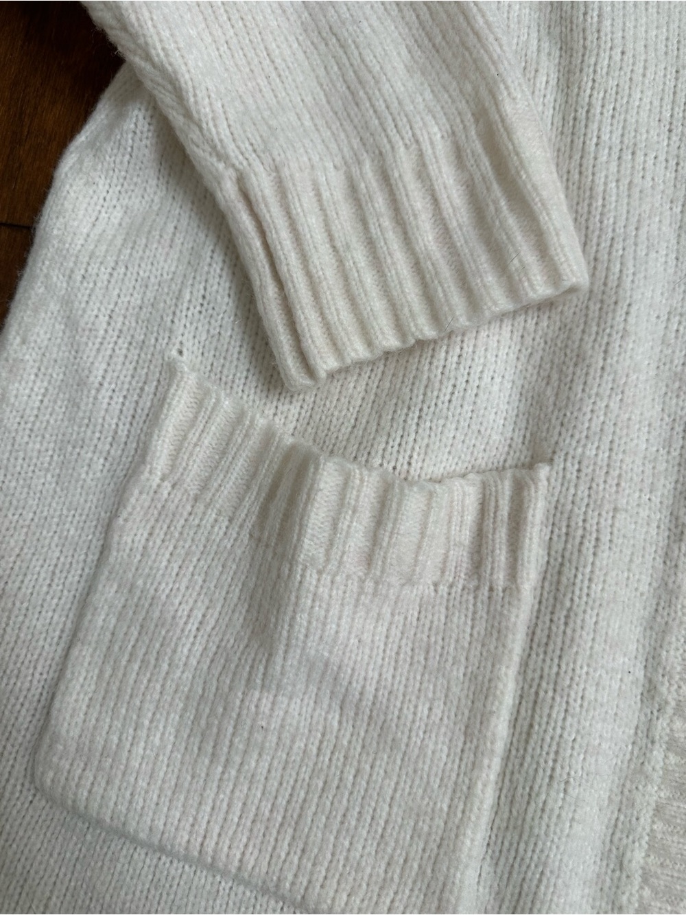 aerie Cream Open-Front Rib Trim Cardigan - Picture 3 of 4
